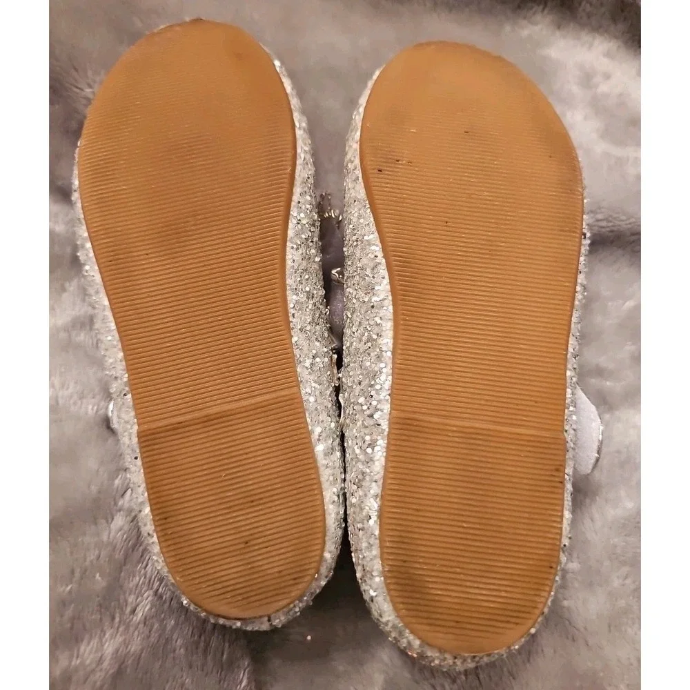 Felix & Flora Size 11 Little Girl Silver Glitter Sparkling Bow Ballet Shoe